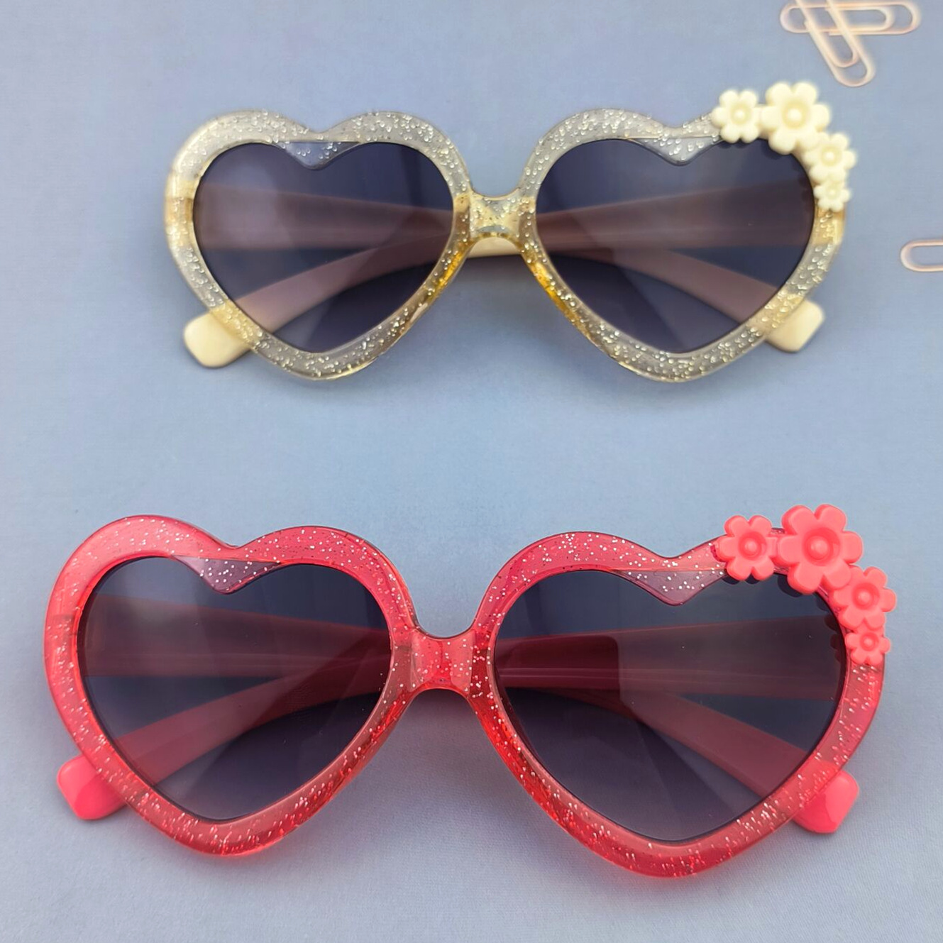 Children's Glasses Baby Heart-Shaped Glasses Girls' Heart-Shaped Sunglasses Boys Cute Sunglasses Pink Love Sunglasses