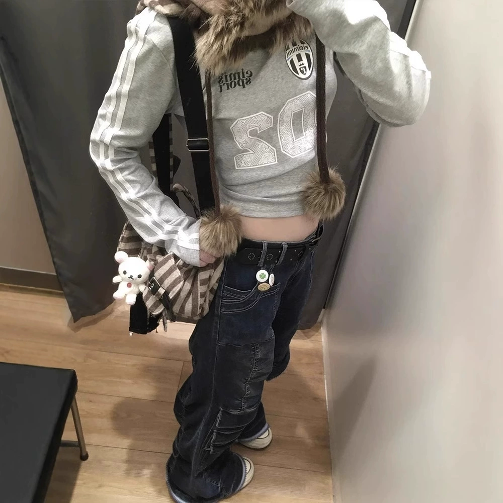 Американская ретро горячая девушка футболка стиль с длинными рукавами