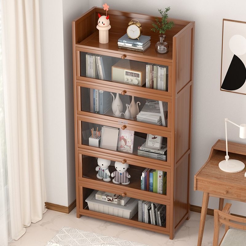 Bookcase Bookshelf Transparent Home Student Storage New Multi-Layer Floor-To-Ceiling Living Room Solid Wood Children's Storage Rack Dust-Proof Factory