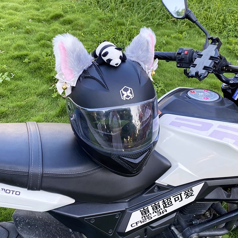 Plush Cat Ear Helmet Decoration for Motorcycle Helmet