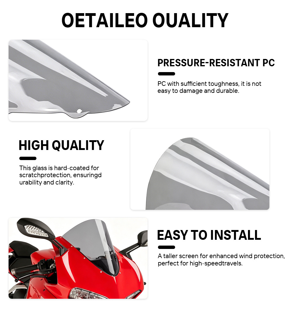 Suitable for Ducati 959 Heightened Windshield, 1299 Modified Racing Windshield, 15-19+