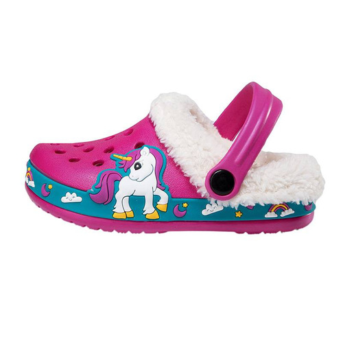 Fujian children's velvet hole shoes autumn and winter boys and girls EVA cotton slippers dinosaur excavator available