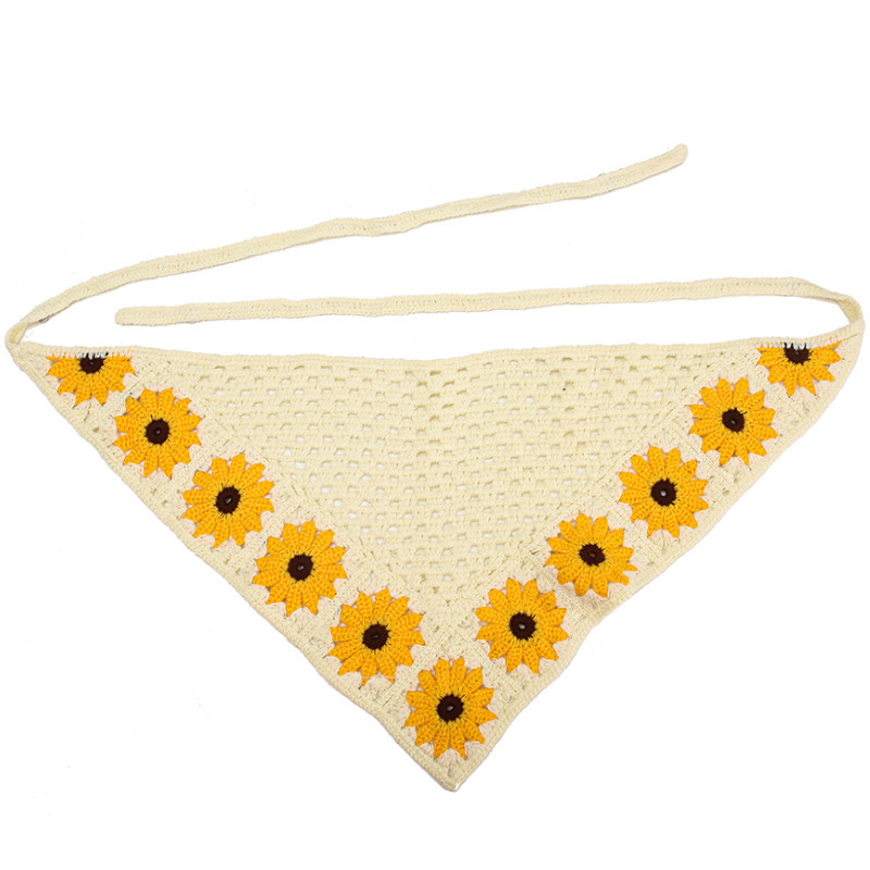 Francia cereza toallas triangulares mujeres primavera y otoño viajes padres-hijos gancho de punto flores hueco pañuelo de arte correa de pelo gorro