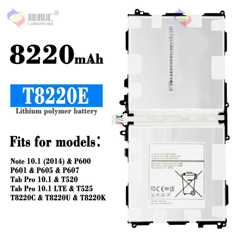 Suitable for Samsung Note 10.1 (2014)/P600/P601/Tab Pro 10.1 Tablet Battery T8220E Suitable for Samsung Note 10.1 (2014)/P600/P601/Tab Pro 10.1 Tablet Battery T8220E