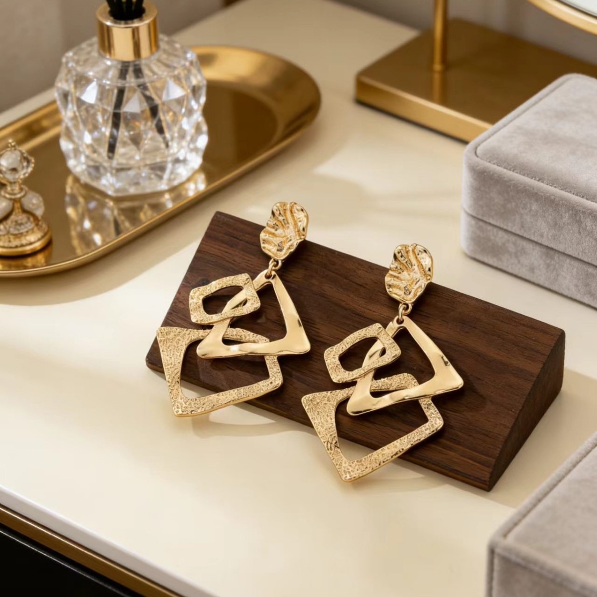 Geometric small design fashionable retro earrings