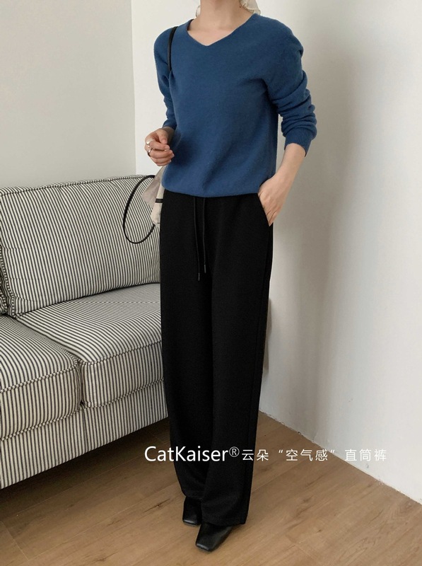CatKaiser®云朵空气感直筒裤秋季新款休闲宽松显瘦慵懒阔腿裤女|undefined