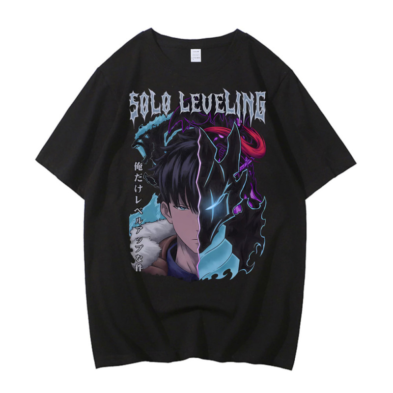 2025新型アニメソロlevel ing独自のアップグレードプリント柄半袖ファッション男女tシャツ|undefined