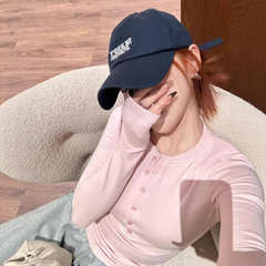粉色长袖亨利打底衫内搭t恤女初开春韩系穿搭修身收腰设计感上衣