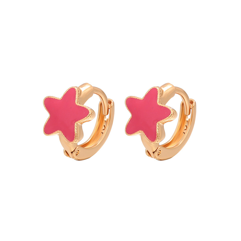 Aretes de Aro Geométricos con Estrella 18K de Aleación de Cobre Chapado en Oro para Mujer