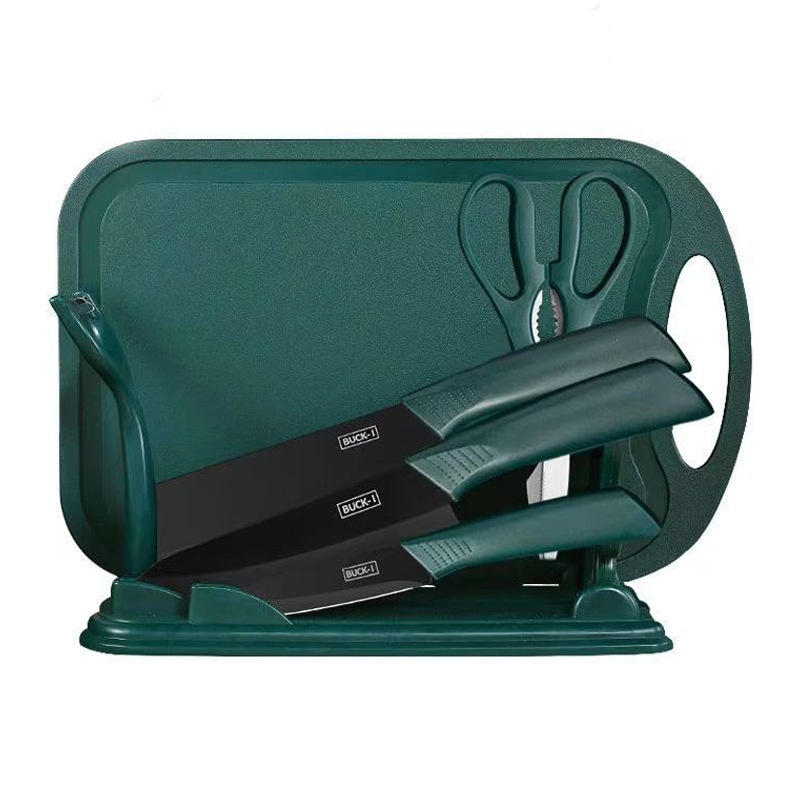 Juego de cuchillos de cocina de acero inoxidable, cuchillo de fruta, comida complementaria, cuchillo de cocina doméstico, tabla de cortar, juego completo de cuchillos dos en uno