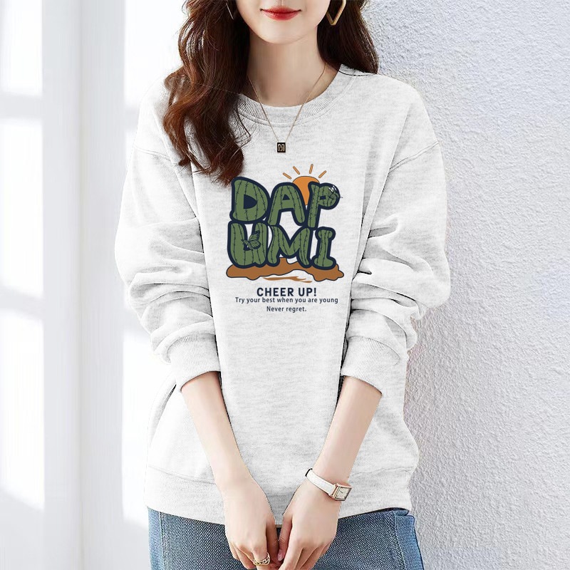 Women's Fleece-Lined Thick Sweatshirt, Spring/Autumn/Winter 2025 New Style, Thin, Oversized, Loose, Slimming Base Layer Top