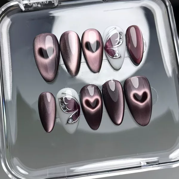 Foreign Trade Stereo Butterfly Cat Eye Cut Out Heart European and American Style Detachable Manicure 24 Pieces Press on Nails