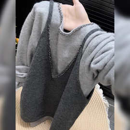 仅用于产品展示勿拍-2025超火减龄两件套韩系长袖T恤女秋季流行风