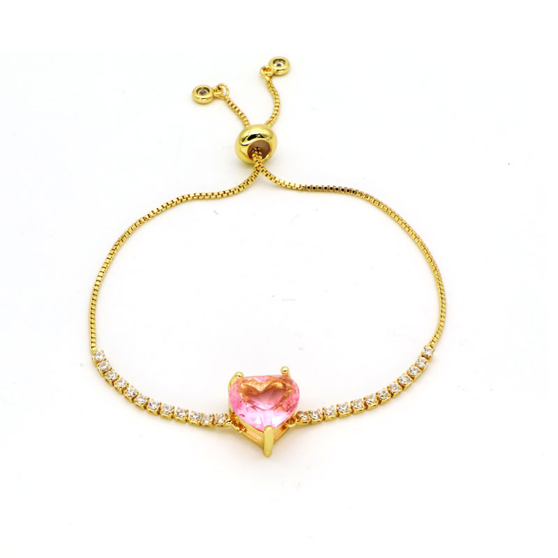 Fashion Heart Shape Copper Inlay Zircon Bracelets 1 Piece