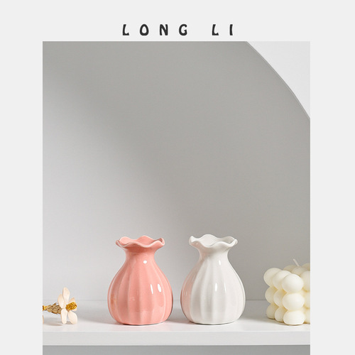 Longli Porcelain Classic Ceramic Aroma Diffuser Creative Mini Ceramic Vase Ornament Decor Hydroponic Fresh Flowers Small Flower Vase with Lotus Mouth