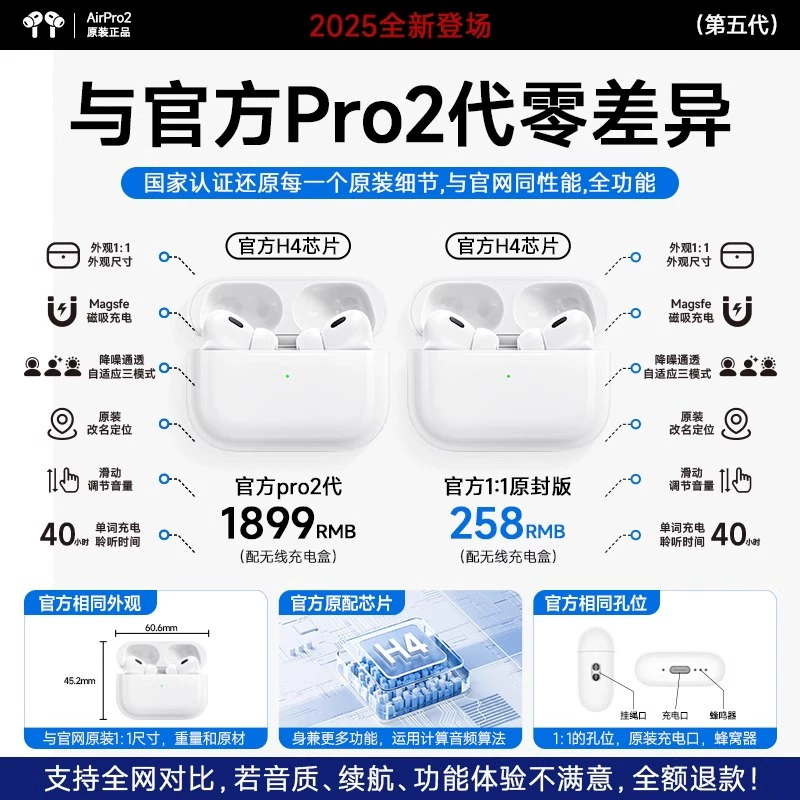 Наушники для перевода Bluetooth 5-го поколения 2025 года Huaqiangbei 6-го поколения, официальные, активное шумоподавление Pro2