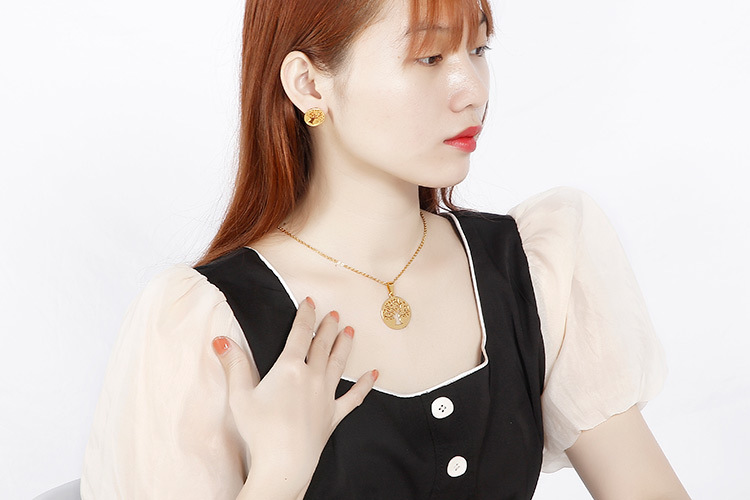 new fashion stainless steel clavicle chain necklace earrings sets accessories