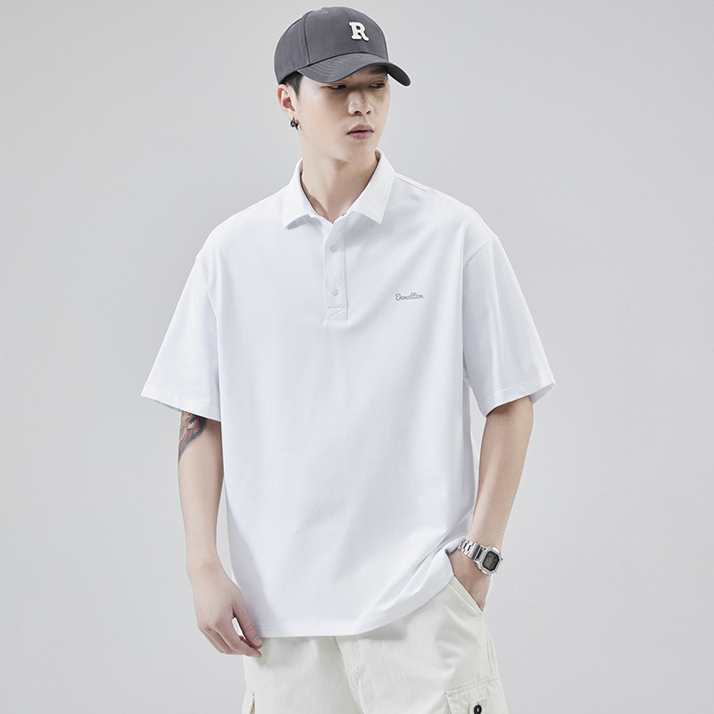 Short sleeved POLO shirt, men's summer new product, men's minimalist Japanese loose fitting casual polo shirt_voghion.com
