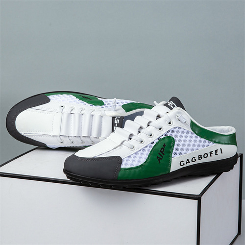 Men's Bean Pod Shoes, New Breathable, Cap Toe Slippers, Half-House Slides, Lazy Youth Outer Wear Half-Slip Shoes