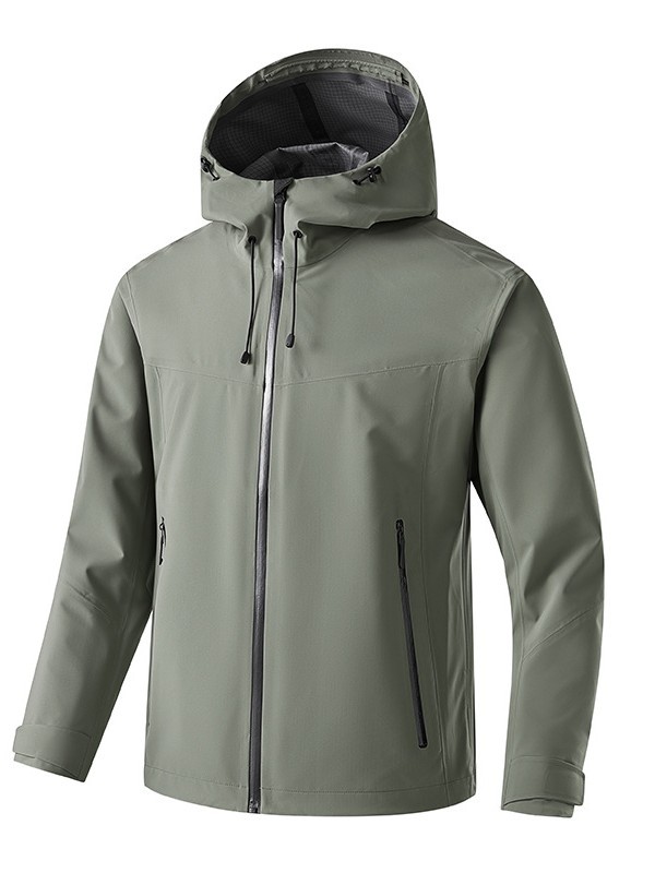 Fully heat-sealed, heavy-duty, high-impact, and waterproof hard-shell, high-elasticity unisex outdoor functional windbreaker with a hood
