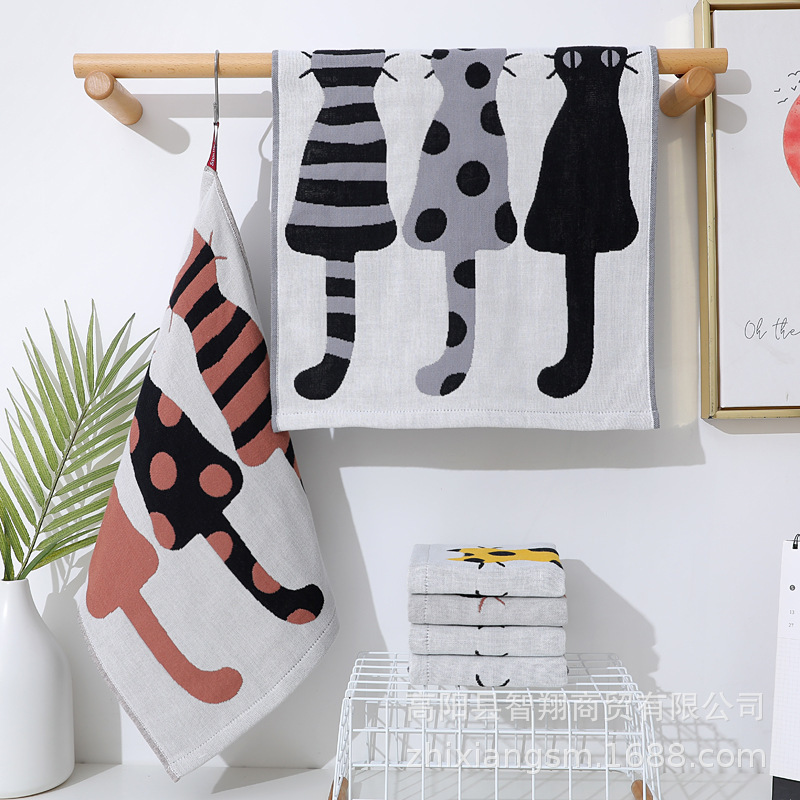 Zhiyang Autumn and Winter New Daji Cat Gauze Square Scarf Soft and Absorbent Kitchen Hanging Towel Factory Price Wholesale Cotton Gauze