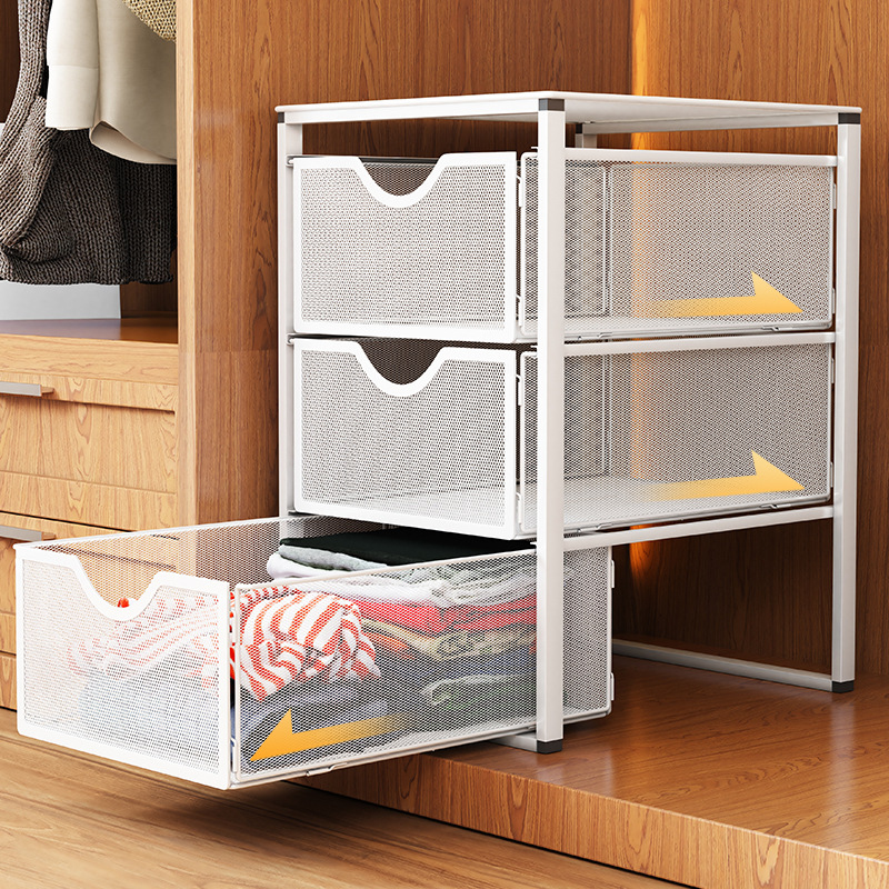 Wardrobe Storage Box Drawer Box Pull-out Multi-layer Wardrobe Storage Rack Clothes Layering Artifact Finishing