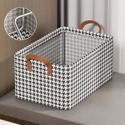 Clothes storage box, home wardrobe, trousers and clothing layered basket, cotton and linen fabric folding storage box, seasonal artifact