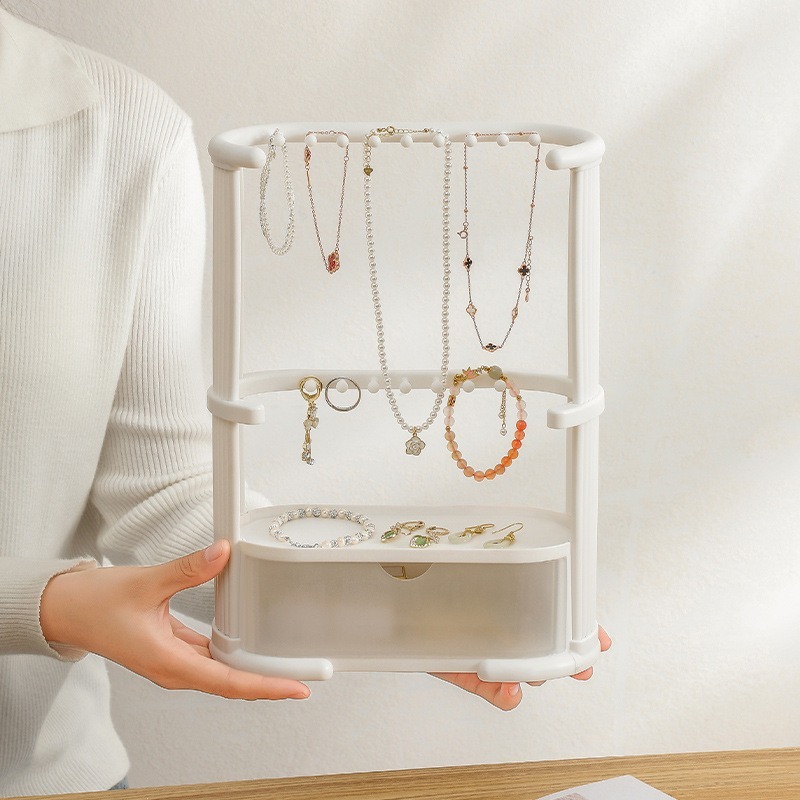 三層ジュエリー収納棚化粧品アクセサリー棚スキンケア用品アクセサリー箱デスクトップ引き出し箱アクセサリー箱|undefined