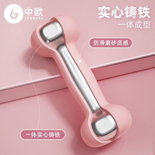 Dumbbells for home fitness women's special frosted plastic dipped anti-sweat and anti-slip student exercise men's solid small dumbbells wholesale