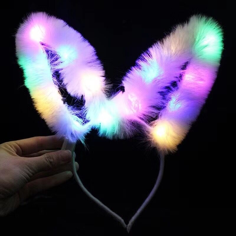 Nuevo alargamiento de plumas de conejo orejas de cabello de cabello de conejo cabello de cabello de cabello de hadas brillante cabello de cabello de juguetes
