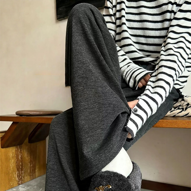 Gray rice-colored pants for women, 2026 new autumn collection, soft and flowing wide-leg pants, slim-fit straight-leg casual pants for petite figures Gray rice-colored pants for women, 2026 new autumn collection, soft and flowing wide-leg pants, slim-fit straight-leg casual pants for petite figures