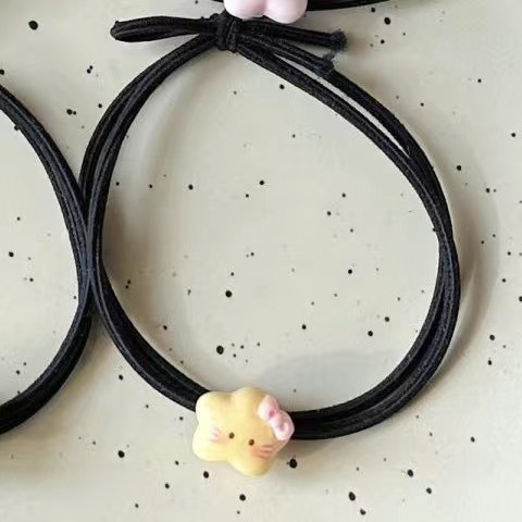 검은색 고무줄 작은 별 노란색