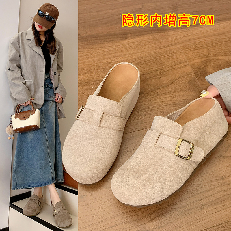 勃肯鞋女2025秋季新款舒适懒人单鞋轻便一脚蹬包头半拖鞋女款|undefined