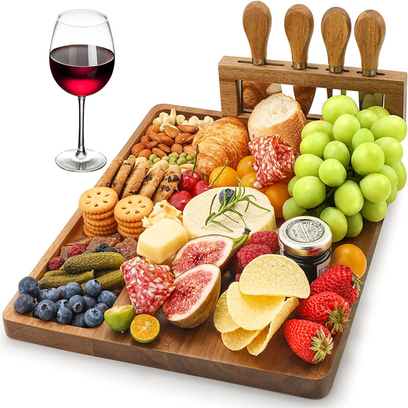 Tabla de cortar de queso de madera, vajilla de comida occidental, pan, tabla de cortar de frutas, tabla de queso, juego de cuchillos, tabla de cortar de queso
