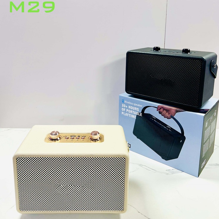 국경 새로운 M29 블루투스 스피커 하이 퀄리티 복고풍 무선 야외 휴대용 오디오 나무 휴대용 서브 우퍼
