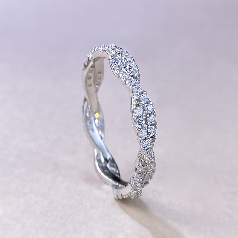 Men's Stackable Ring S925 Sterling Silver Gold Plated Diamond Band_voghion.com