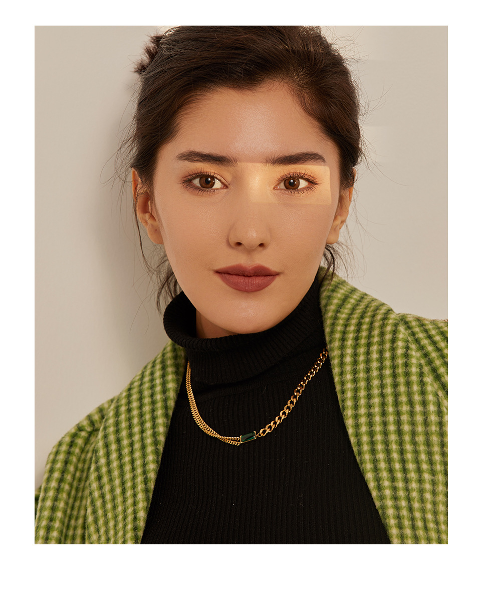 11g Weight 0.03µm-0.05µm Gold Plating Thickness Wholesale Jewelry Fashion Geometric 304 Stainless Steel Artificial Rhinestones 18K Gold Plated Plating Stainless Steel Necklaces