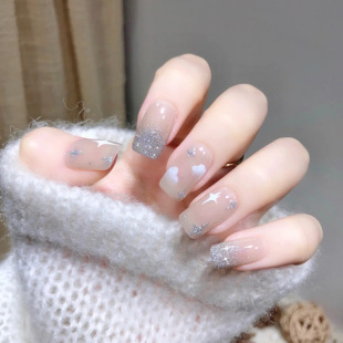 Handmade Glitter Wear Armor Finished Star Clouds Nail Patch Finished Fresh nails Nail Art nails