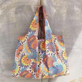 出口韩国可折叠超市购物袋便携环保袋大容量210D便携带时尚收纳袋