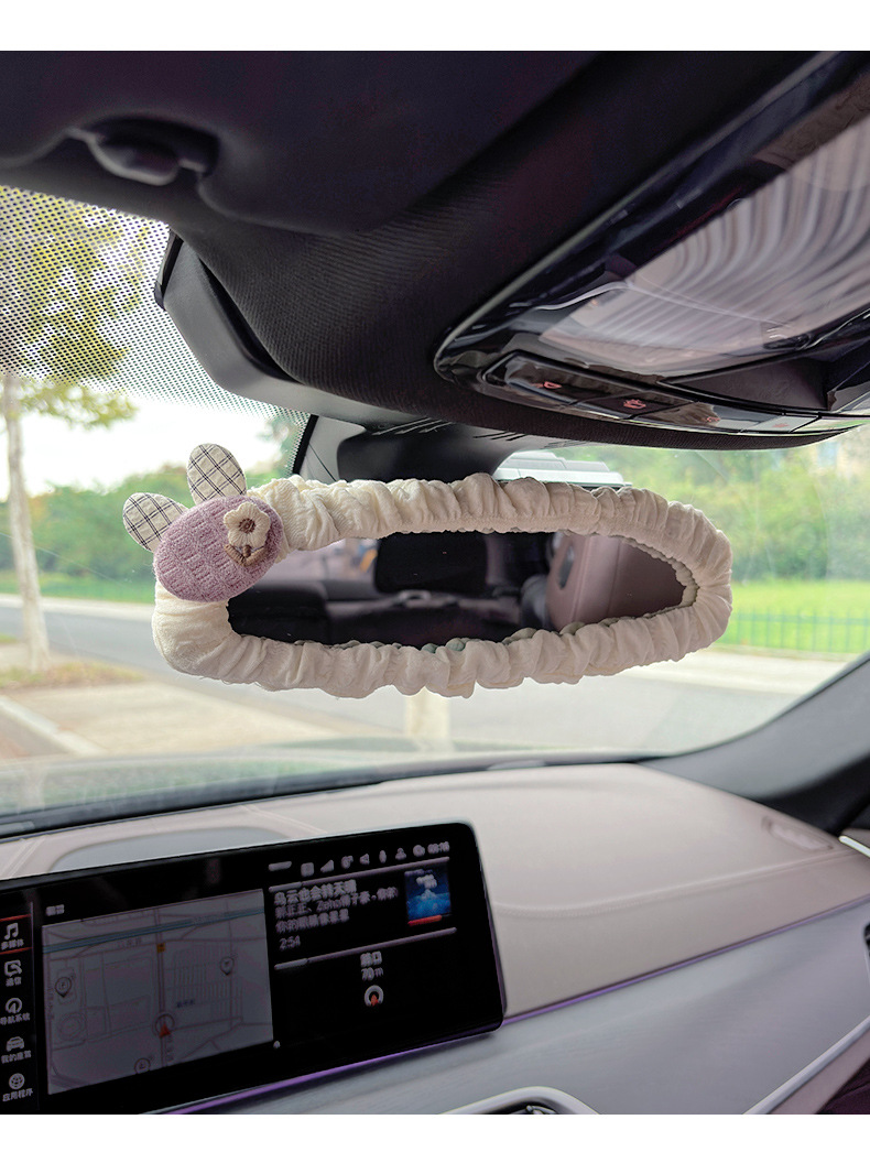 Car Rearview Mirror Decorative Cover for Women Creative Cartoon Cute Car Reversing Mirror Protective Cover Universal Car Interior Decoration