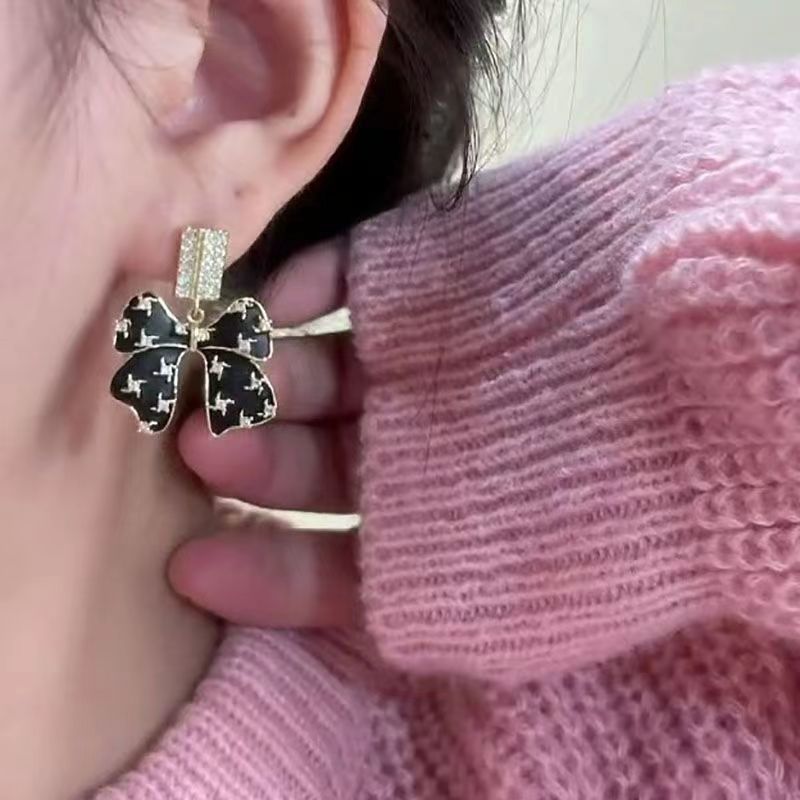 Drop Earrings Classification 1 Pair Quantity 1 Pair Elegant Bow Knot Inlay Alloy Rhinestones Drop Earrings