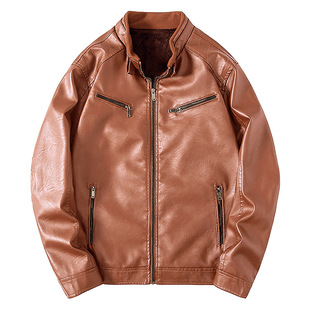 [Cross-Border Exclusive] New Men's Pu Leather Jacket Men's Motorcycle Leather Jacket Korean Style Casual Trendy Workwear