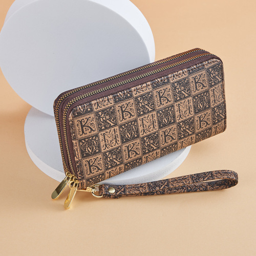 Wallet for Women - New , European and American Retro Print, Large Capacity Double Zipper Phone Bag with Multi-Card Slots, Print Handbag