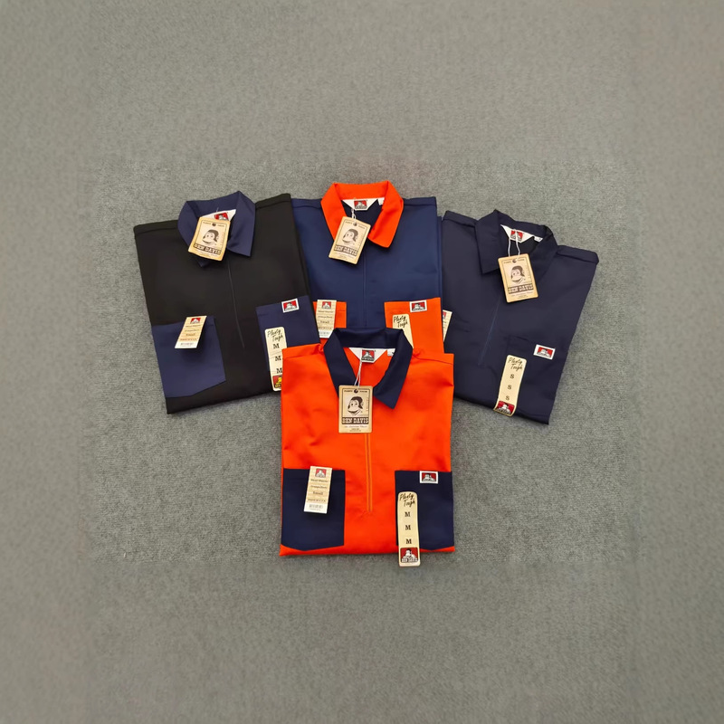 Ben Davis Davis Half-Zip Short-Sleeved Shirt American Retro Workwear Loose Fit Unisex Street Style Ben Davis Davis Half-Zip Short-Sleeved Shirt American Retro Workwear Loose Fit Unisex Street Style