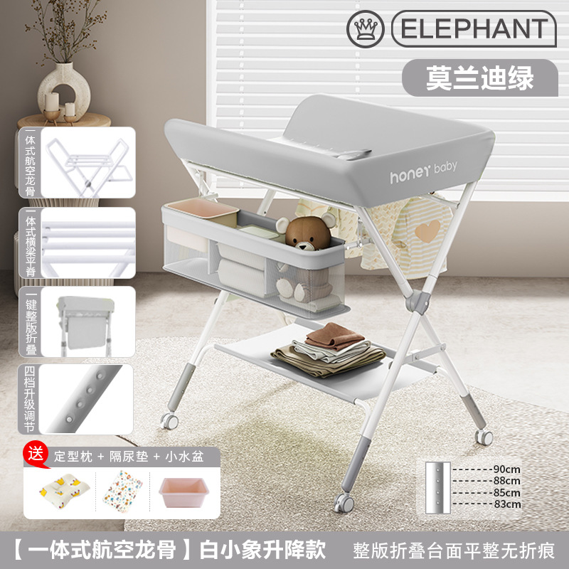 Mesa de cambio de pañales para bebés recién nacidos, mesa de cama de baño de masaje plegable multifuncional