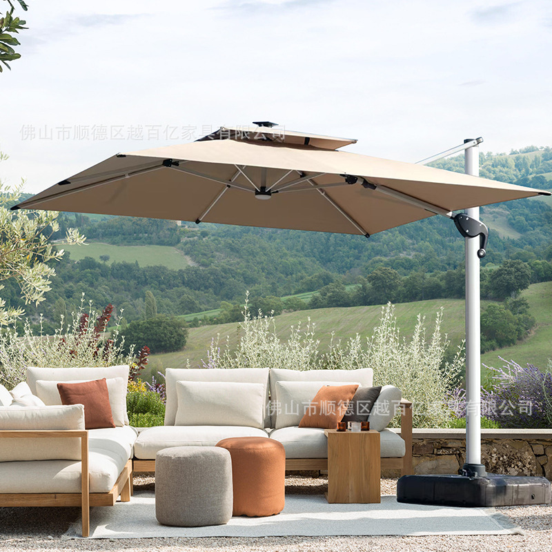 Double-Pole Wind-Resistant Outdoor Parasol Courtyard Open-Air Balcony Garden Large Sun Umbrella Cafe Stall Roman Umbrella