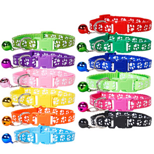 1.0 patch bell collar dog collar multi-color reflective footprint collar pet collar manufacturers wholesale