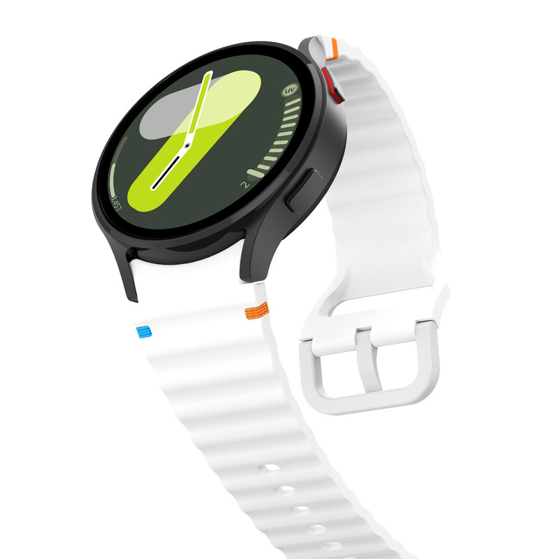 适用三星watch7手表表带三星watch7波浪纹缝线手表带彩扣硅胶表带|undefined