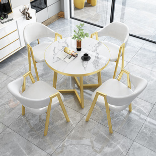 Wholesale Light Luxury Negotiation Table and Chair Combination Coffee Milk Tea Shop Leisure Table Reception Leisure Table Convenient Reception Office Small