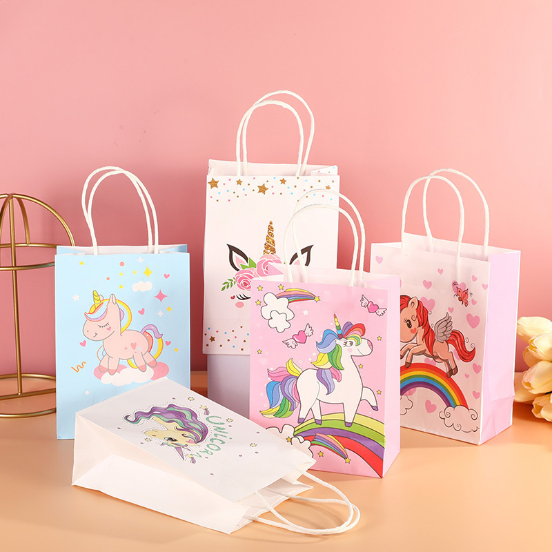 Cross-Border New Cartoon Gift Bag Unicorn Cartoon Packaging Bag Cute Portable Gift Bag Gift Gift Bag